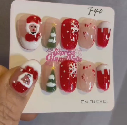 Christmas Press On Nails F40