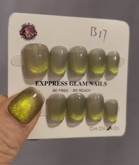 Golden Aurora Press On Nails B17