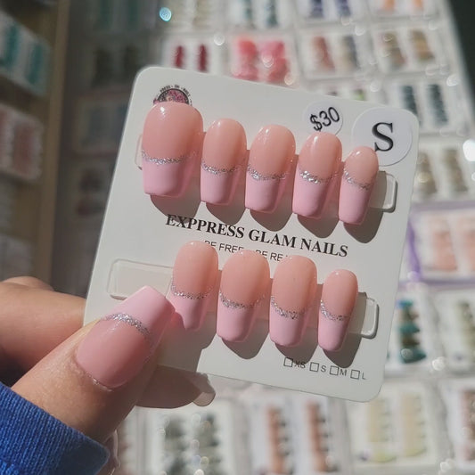 Pink French tips Press on nails