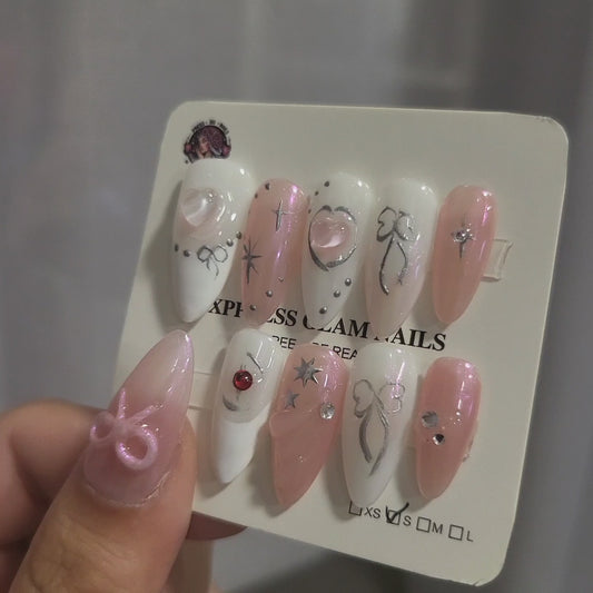 Pinky Bow Press On Nails