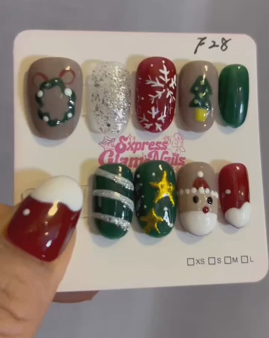 Christmas Press On Nails F28