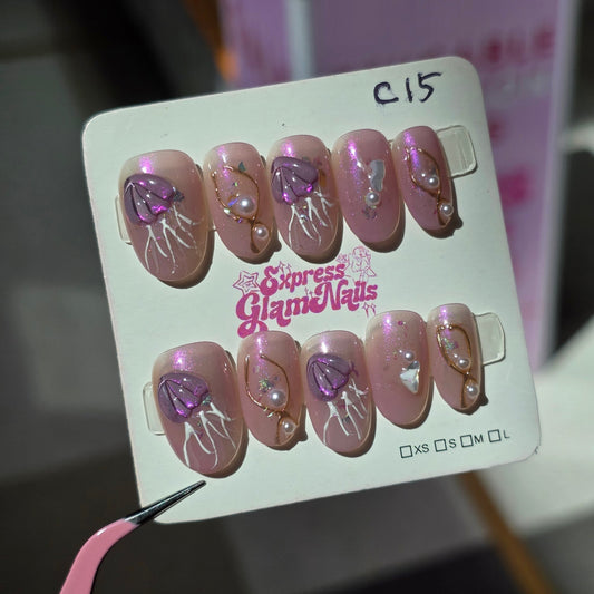 Purple Jelly Press On Nails C15 - Express Glam Nails