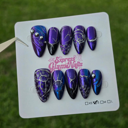 Purple Medium Almond 45A - Express Glam Nails
