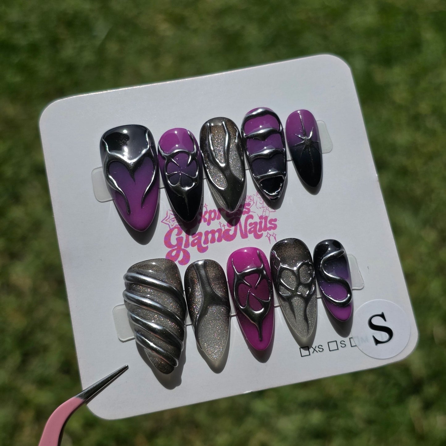 Purple Metallic Goth 18A - Express Glam Nails
