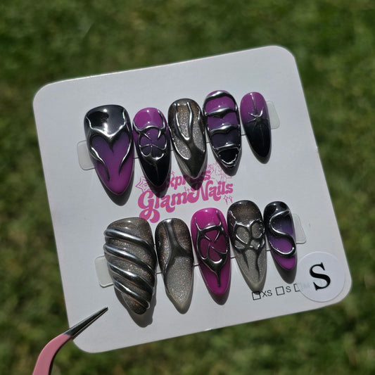 Purple Metallic Goth 18A - Express Glam Nails