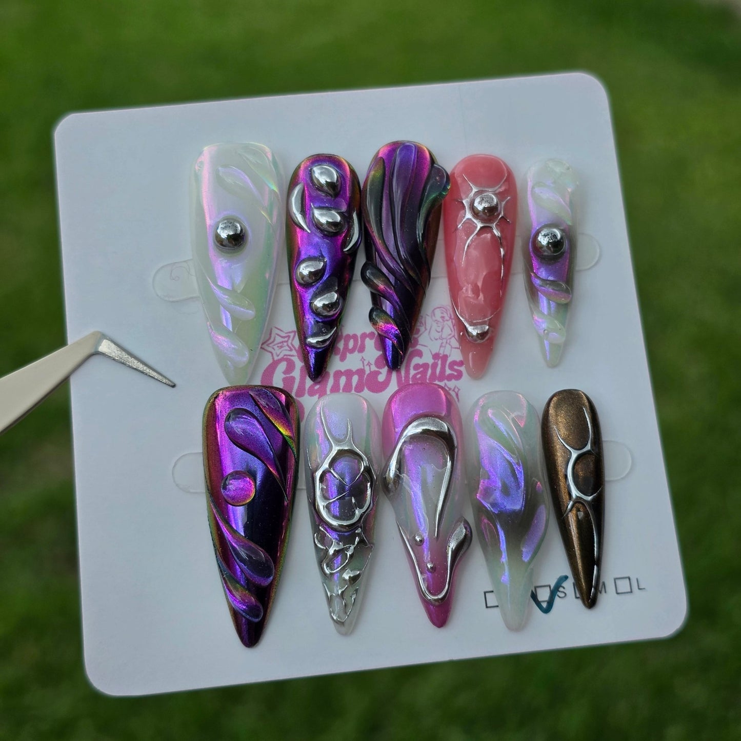 Purple Silver Gothic 36A - Express Glam Nails