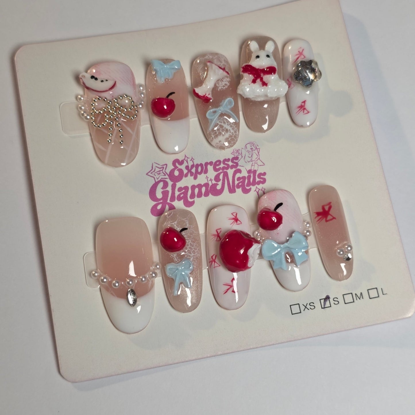 Rabbit and Apple Press On Nails H10 - Express Glam Nails