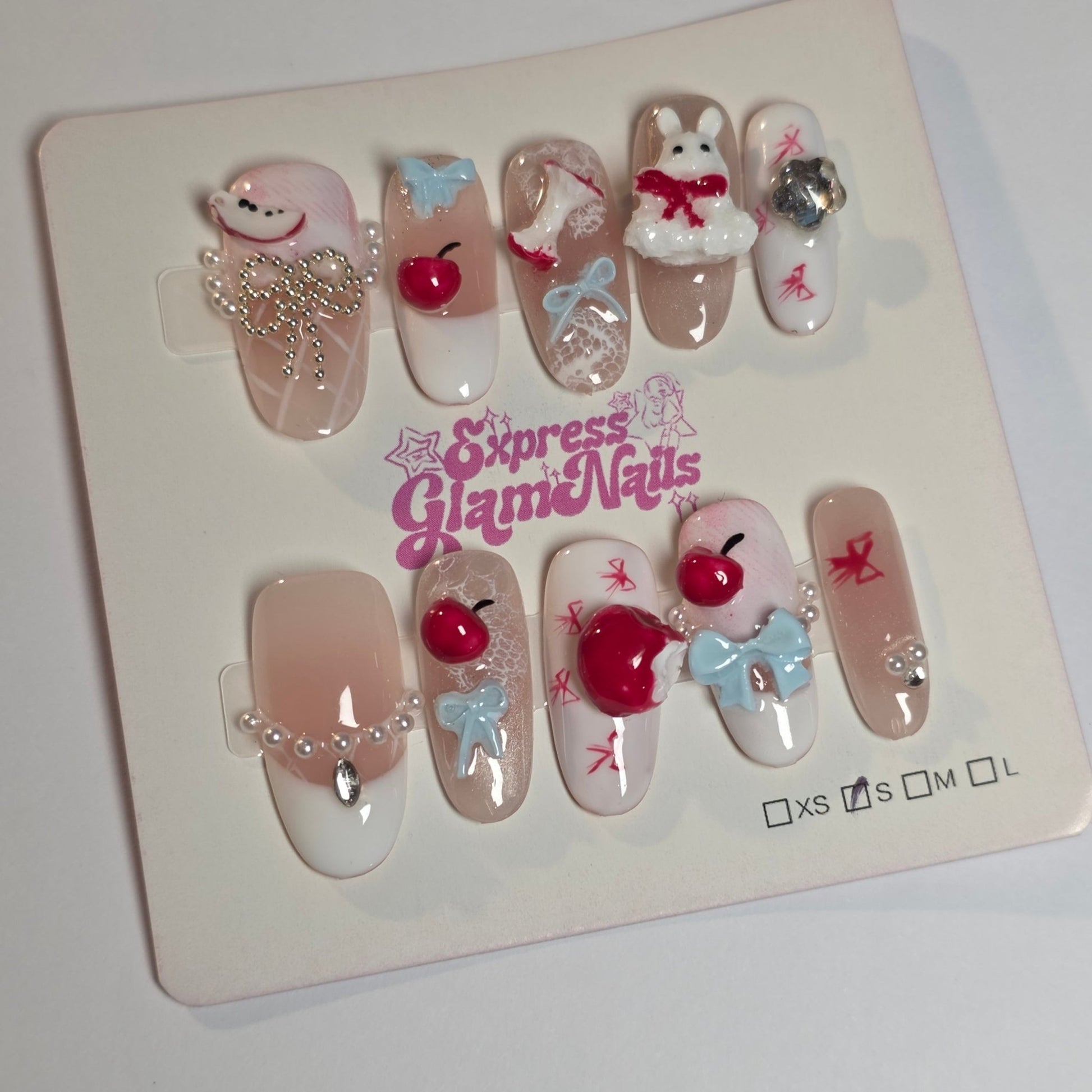 Rabbit and Apple Press On Nails H10 - Express Glam Nails