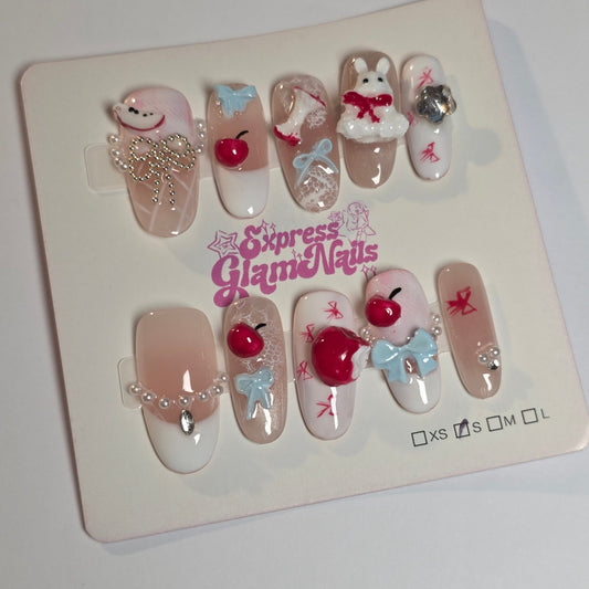Rabbit and Apple Press On Nails H10 - Express Glam Nails