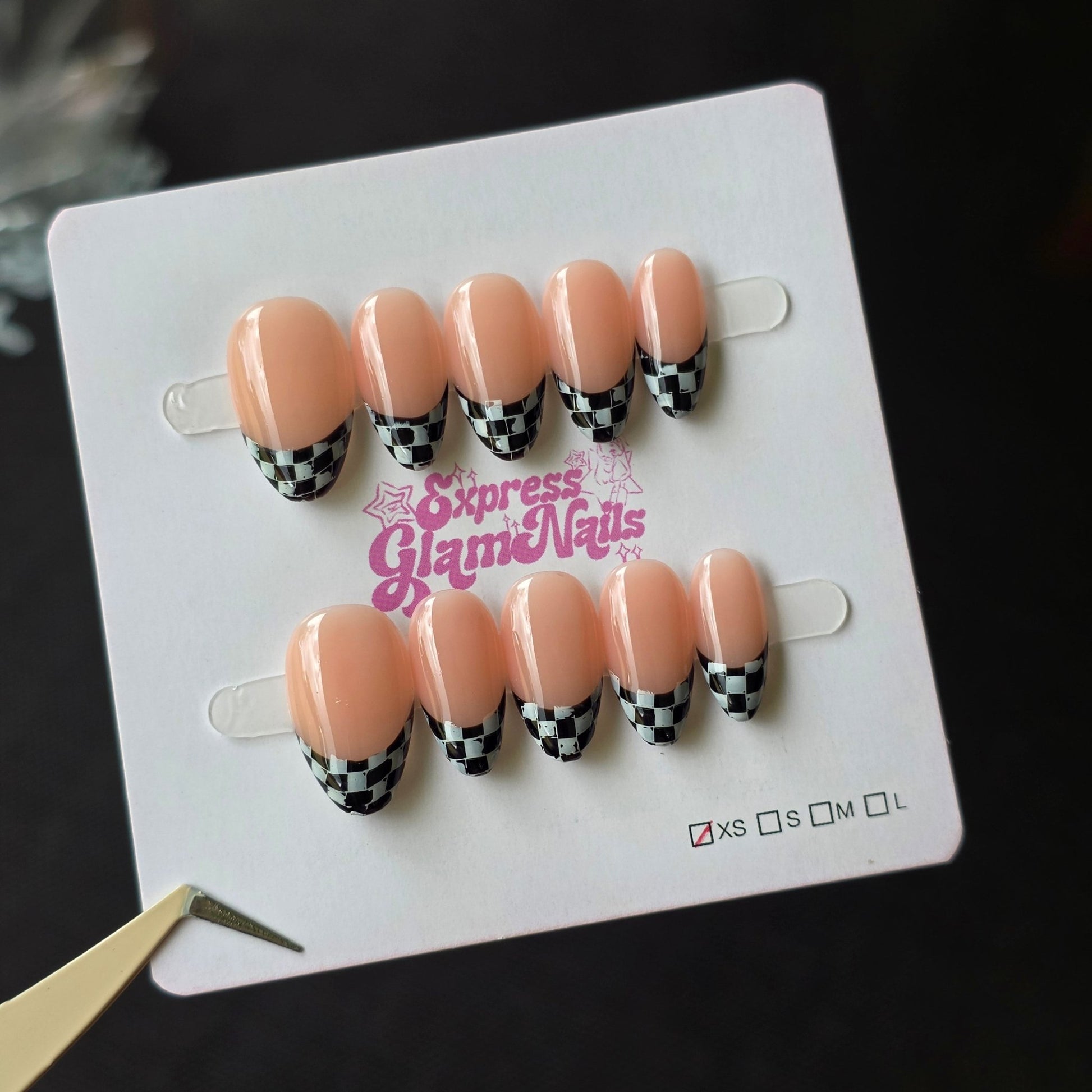 Race Checked French Tips 27A - Express Glam Nails