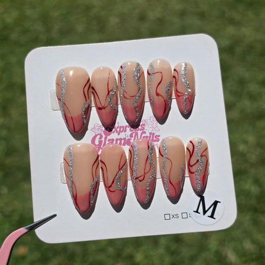 Red Fire Pink French Tip 8A - Express Glam Nails
