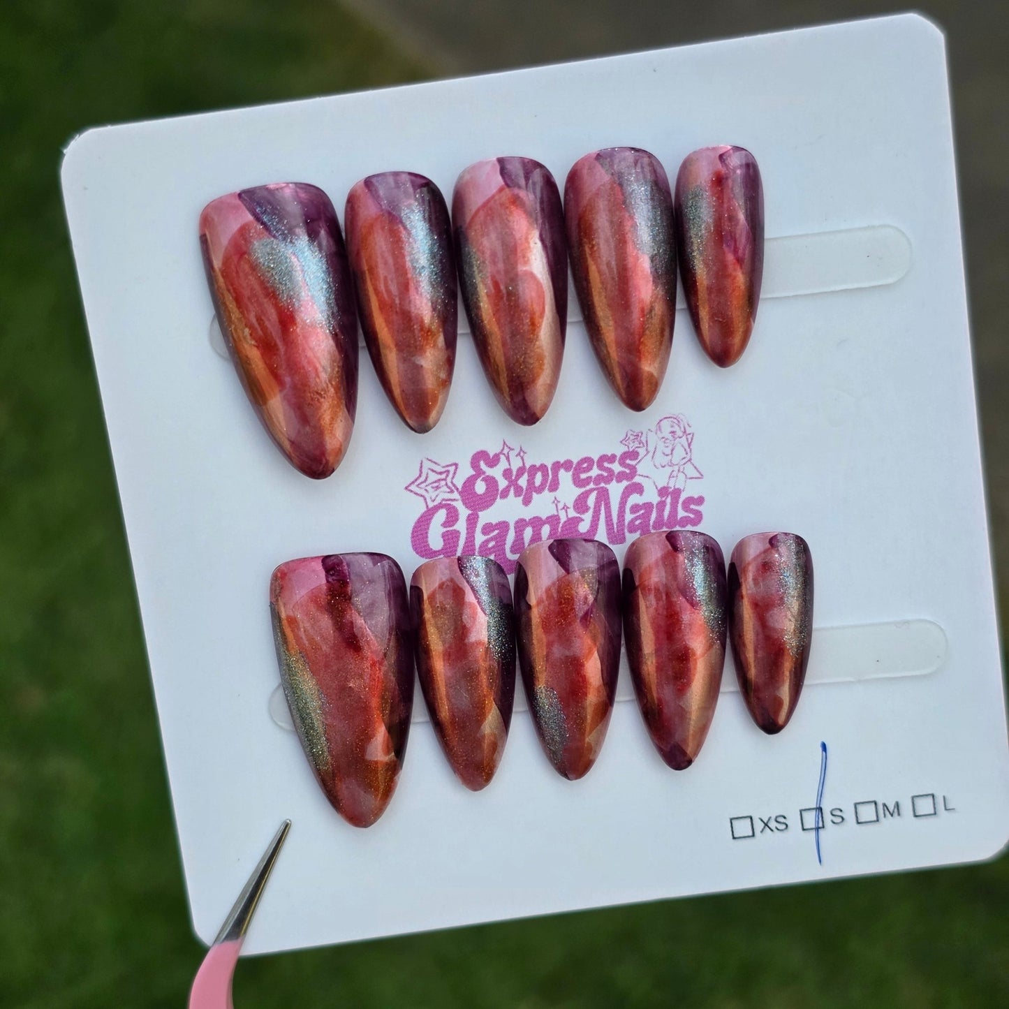 Red Marble I39 - Express Glam Nails