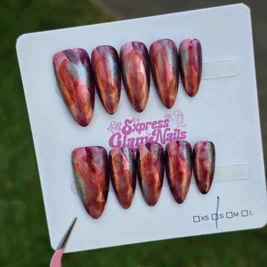Red Marble I39 - Express Glam Nails