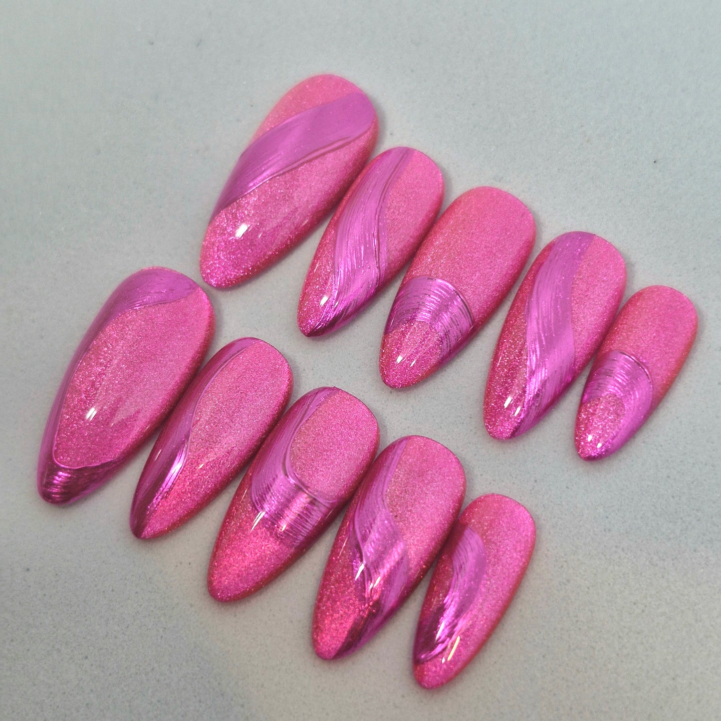 Dragon Fruit Pink Shimmer Press-On Nail Set