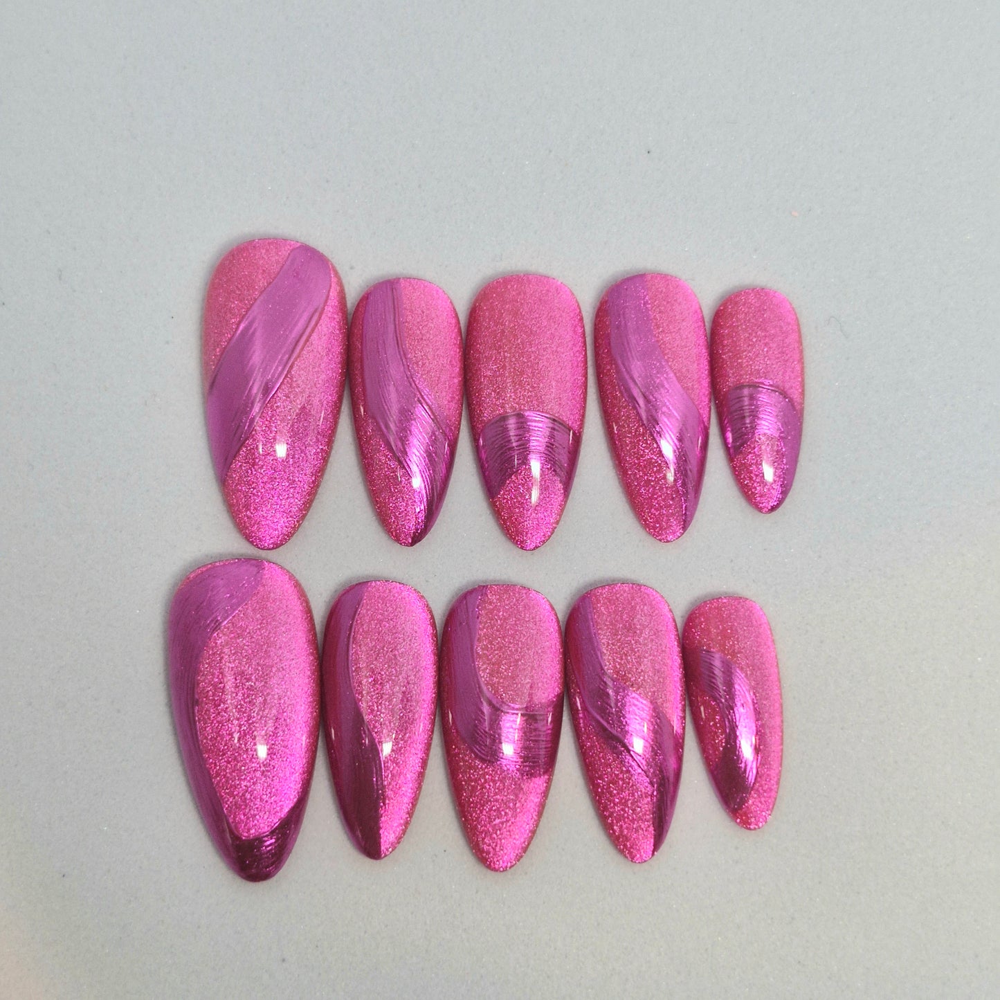 Dragon Fruit Pink Shimmer Press-On Nail Set