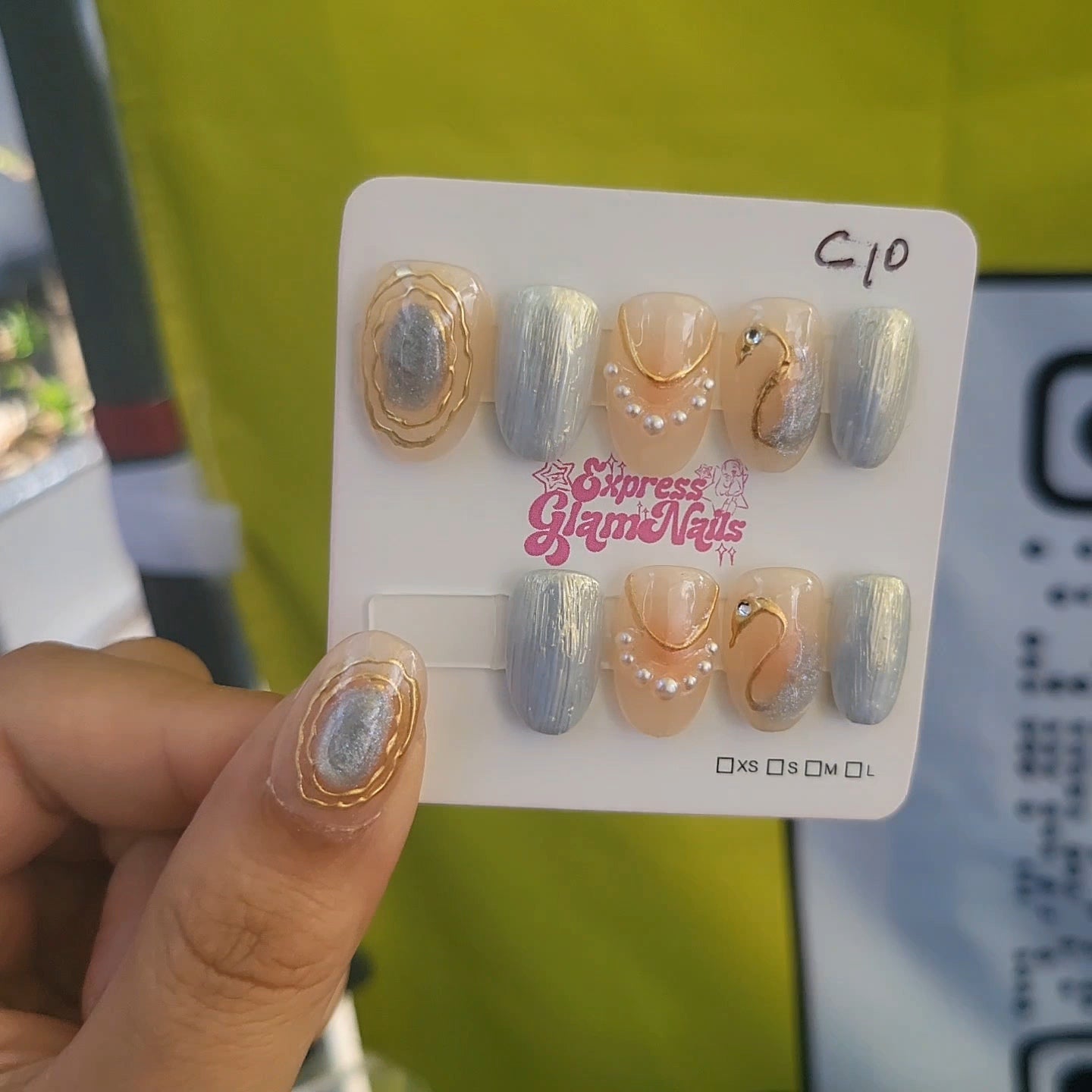 Silver Horizon Press On Nails C10 - Express Glam Nails